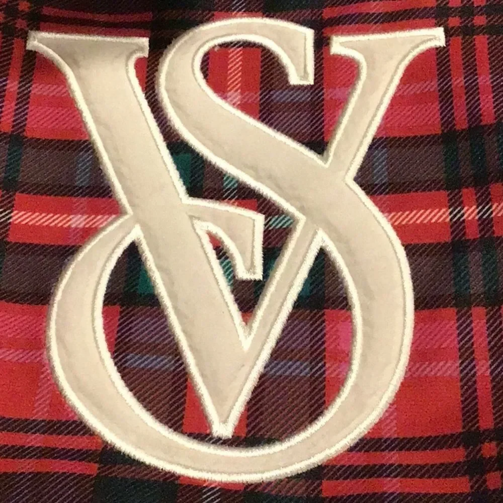 Victoria’s Secret Red Green Plaid Shearling Trim Holiday Winter Travel Tote Bag